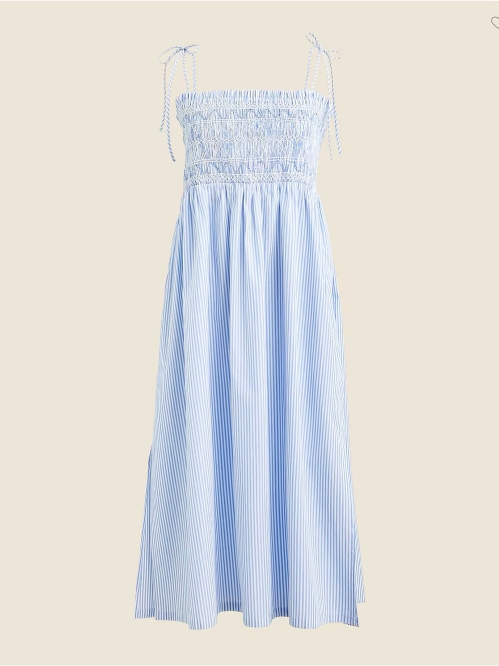 NWOT - J. Crew Paloma Light Blue & White Striped Smocked Sundress